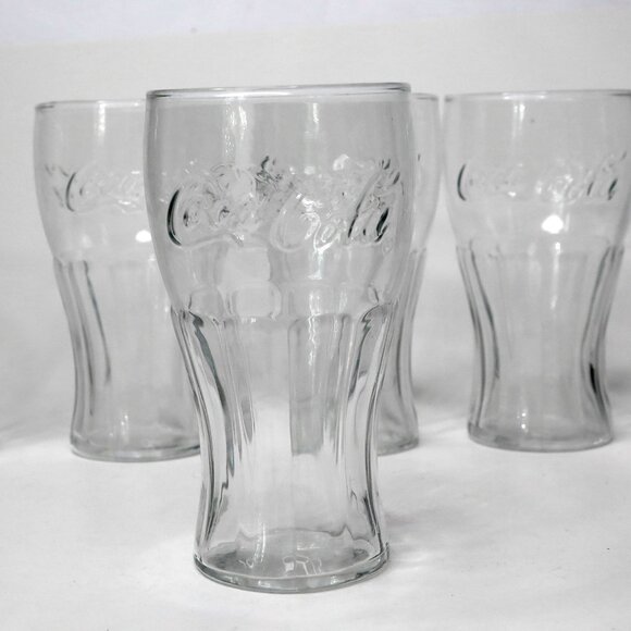 Vintage Anchor Hocking Coca-Cola Tumbler Glass Set (6) Contour Soda Pop Drinking - Picture 8 of 11